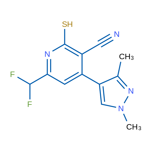 6-(Difluoromethyl)-4-(1,3-dimethyl-1H-pyrazol-4-yl)-2-mercaptonicotinonitrile 5g