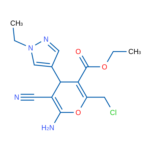 Ethyl 6-amino-2-(chloromethyl)-5-cyano-4-(1-ethyl-1H-pyrazol-4-yl)-4H-pyran-3-carboxylate 1g