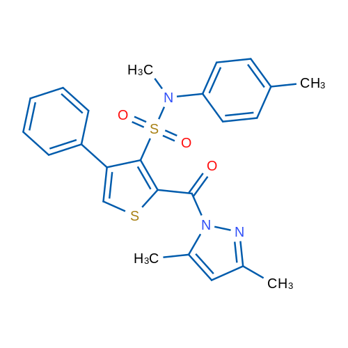 2-(3,5-Dimethyl-1H-pyrazole-1-carbonyl)-N-methyl-N-(4-methylphenyl)-4-phenylthiophene-3-sulfonamide 1g
