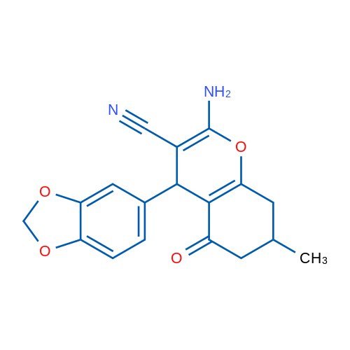 2-Amino-4-(2H-1,3-benzodioxol-5-yl)-7-methyl-5-oxo-5,6,7,8-tetrahydro-4H-chromene-3-carbonitrile 1g