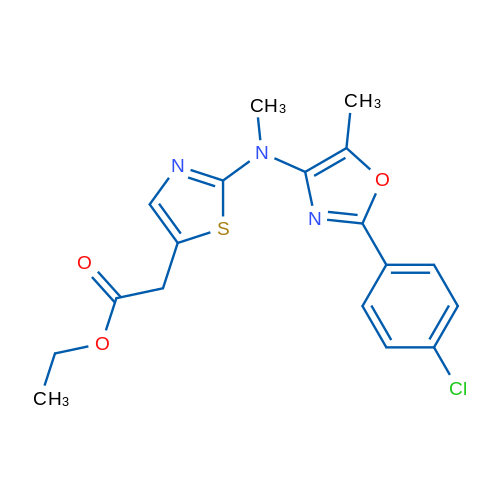 Ethyl 2-(2-((2-(4-chlorophenyl)-5-methyloxazol-4-yl)(methyl)amino)thiazol-5-yl)acetate 1g