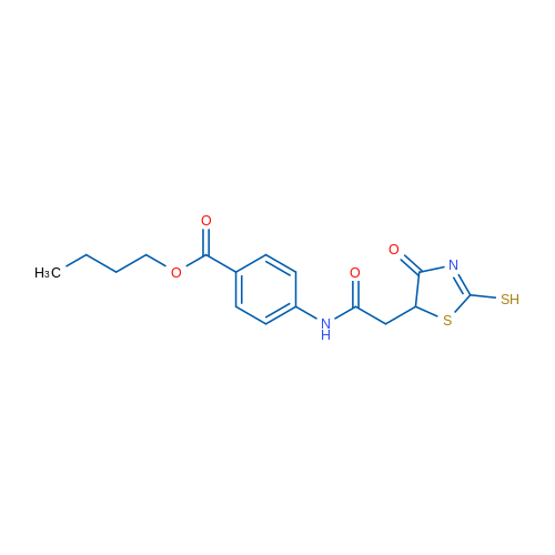 Butyl 4-(2-(2-mercapto-4-oxo-4,5-dihydrothiazol-5-yl)acetamido)benzoate 5g