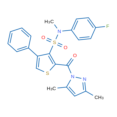 2-(3,5-Dimethyl-1H-pyrazole-1-carbonyl)-N-(4-fluorophenyl)-N-methyl-4-phenylthiophene-3-sulfonamide 1g