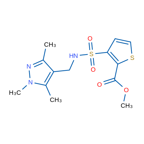 Methyl 3-(N-((1,3,5-trimethyl-1H-pyrazol-4-yl)methyl)sulfamoyl)thiophene-2-carboxylate 1g