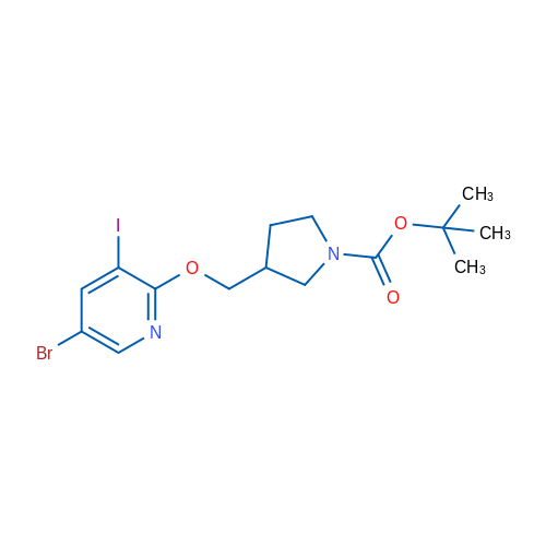 tert-Butyl 3-(((5-bromo-3-iodopyridin-2-yl)oxy)methyl)pyrrolidine-1-carboxylate 1g