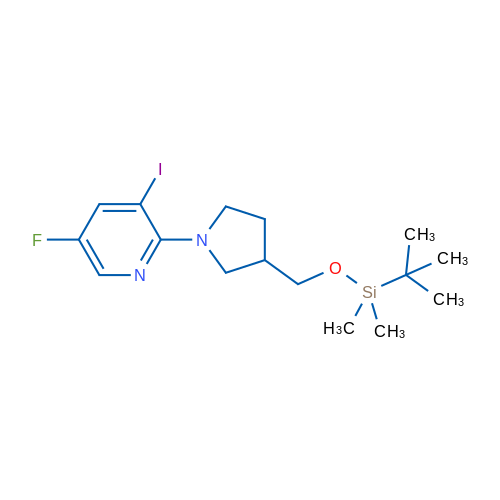 2-(3-(((tert-Butyldimethylsilyl)oxy)methyl)pyrrolidin-1-yl)-5-fluoro-3-iodopyridine 1g
