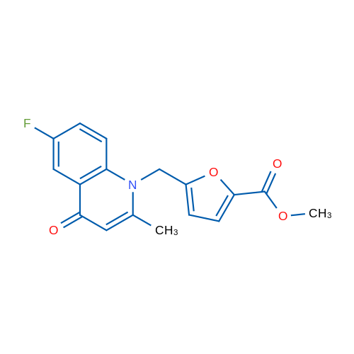 Methyl 5-((6-fluoro-2-methyl-4-oxoquinolin-1(4H)-yl)methyl)furan-2-carboxylate 1g