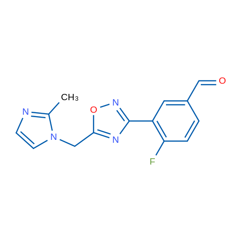 4-FLuoro-3-(5-((2-methyl-1h-imidazol-1-yl)methyl)-1,2,4-oxadiazol-3-yl)benzaldehyde 250mg