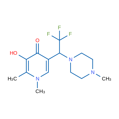 3-Hydroxy-1,2-dimethyl-5-(2,2,2-trifluoro-1-(4-methylpiperazin-1-yl)ethyl)pyridin-4(1H)-one 1g