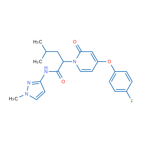 2-(4-(4-Fluorophenoxy)-2-oxopyridin-1(2H)-yl)-4-methyl-N-(1-methyl-1H-pyrazol-3-yl)pentanamide 1g