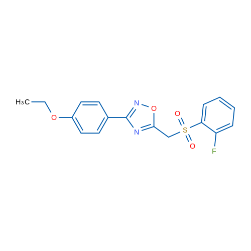 3-(4-Ethoxyphenyl)-5-(((2-fluorophenyl)sulfonyl)methyl)-1,2,4-oxadiazole 1g