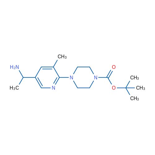 tert-Butyl 4-(5-(1-aminoethyl)-3-methylpyridin-2-yl)piperazine-1-carboxylate 1g