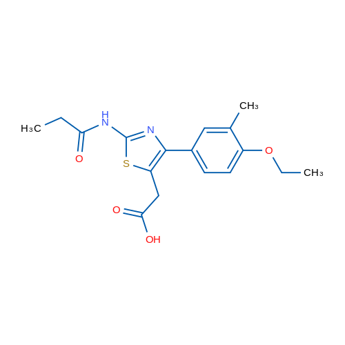 2-(4-(4-Ethoxy-3-methylphenyl)-2-propionamidothiazol-5-yl)acetic acid 1g