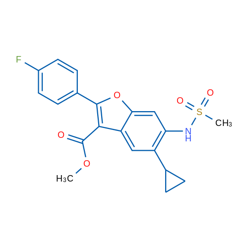 Methyl 5-cyclopropyl-2-(4-fluorophenyl)-6-(methylsulfonamido)benzofuran-3-carboxylate 1g