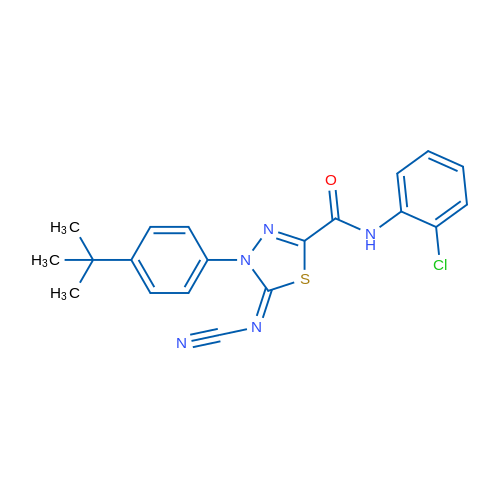 4-(4-(tert-Butyl)phenyl)-N-(2-chlorophenyl)-5-(cyanoimino)-4,5-dihydro-1,3,4-thiadiazole-2-carboxamide 1g