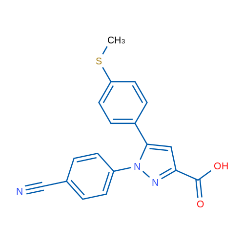 1-(4-Cyanophenyl)-5-(4-(methylthio)phenyl)-1H-pyrazole-3-carboxylic acid 1g