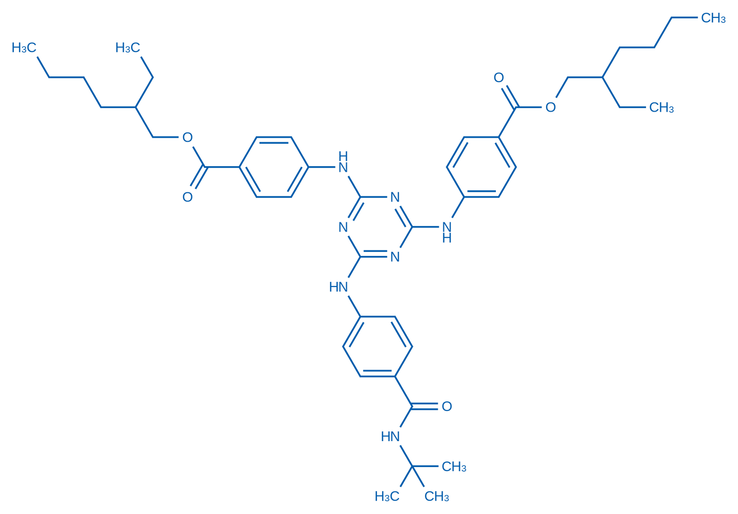 Bis(2-ethylhexyl) 4,4'-((6-((4-(tert-butylcarbamoyl)phenyl)amino)-1,3,5-triazine-2,4-diyl)bis(azanediyl))dibenzoate 25g