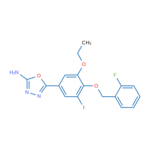 5-(3-Ethoxy-4-((2-fluorobenzyl)oxy)-5-iodophenyl)-1,3,4-oxadiazol-2-amine 1g
