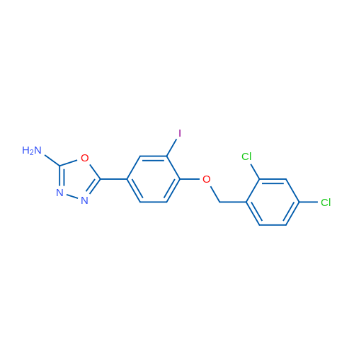 5-(4-((2,4-Dichlorobenzyl)oxy)-3-iodophenyl)-1,3,4-oxadiazol-2-amine 1g