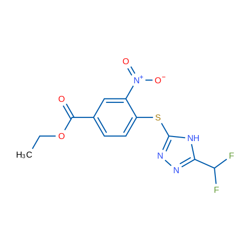 Ethyl 4-((5-(difluoromethyl)-4H-1,2,4-triazol-3-yl)thio)-3-nitrobenzoate 1g