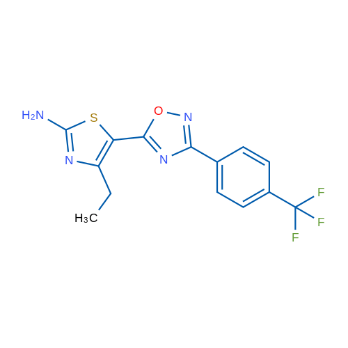 4-Ethyl-5-(3-(4-(trifluoromethyl)phenyl)-1,2,4-oxadiazol-5-yl)thiazol-2-amine 1g