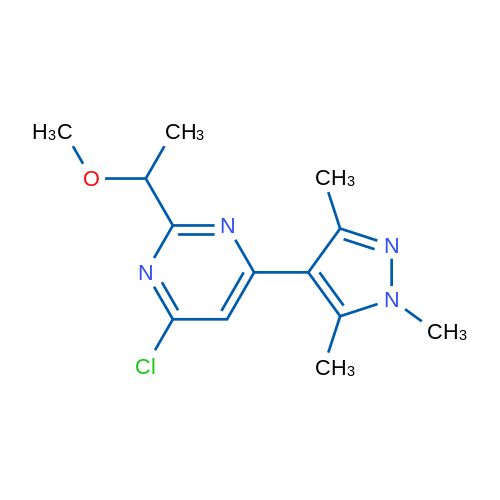 4-Chloro-2-(1-methoxyethyl)-6-(1,3,5-trimethyl-1H-pyrazol-4-yl)pyrimidine 1g