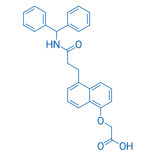 2-((5-(3-(Benzhydrylamino)-3-oxopropyl)naphthalen-1-yl)oxy)acetic acid 50mg
