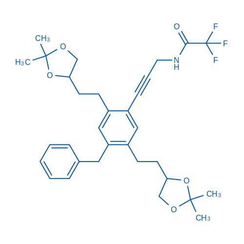 N-(3-(4-Benzyl-2,5-bis(2-(2,2-dimethyl-1,3-dioxolan-4-yl)ethyl)phenyl)prop-2-yn-1-yl)-2,2,2-trifluoroacetamide 1g