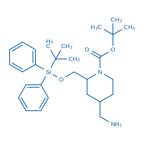 tert-Butyl 4-(aminomethyl)-2-(((tert-butyldiphenylsilyl)oxy)methyl)piperidine-1-carboxylate 100mg