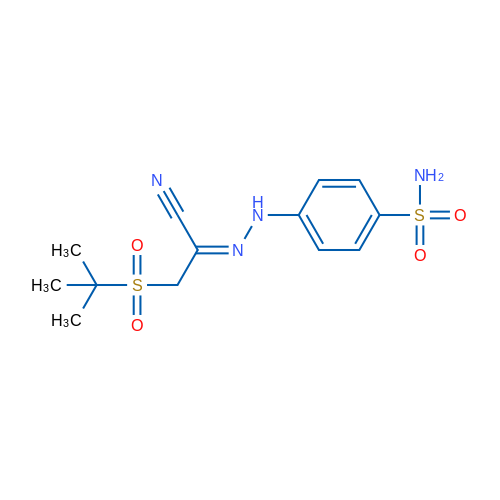 (E)-1-(2-Methylpropane-2-sulfonyl)-N-(4-sulfamoylphenyl)methanecarbohydrazonoyl cyanide 1g
