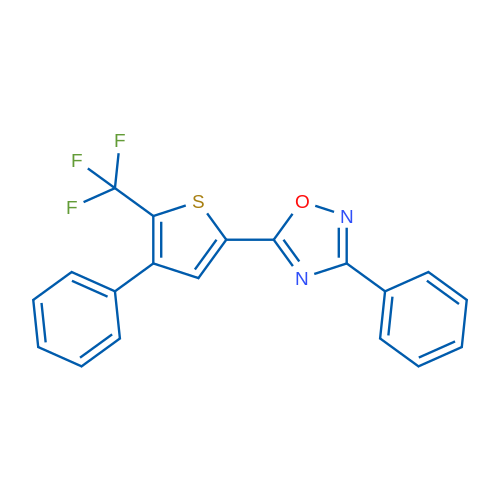 3-Phenyl-5-(4-phenyl-5-(trifluoromethyl)thiophen-2-yl)-1,2,4-oxadiazole 1g