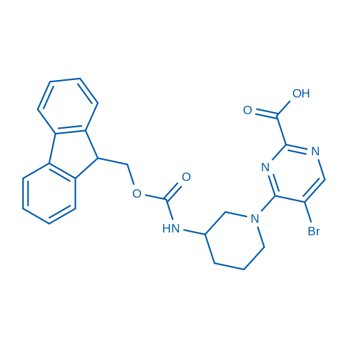 4-(3-((((9H-Fluoren-9-yl)methoxy)carbonyl)amino)piperidin-1-yl)-5-bromopyrimidine-2-carboxylic acid 250mg