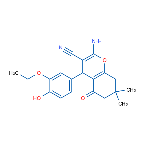 2-Amino-4-(3-ethoxy-4-hydroxyphenyl)-7,7-dimethyl-5-oxo-5,6,7,8-tetrahydro-4H-chromene-3-carbonitrile 1g