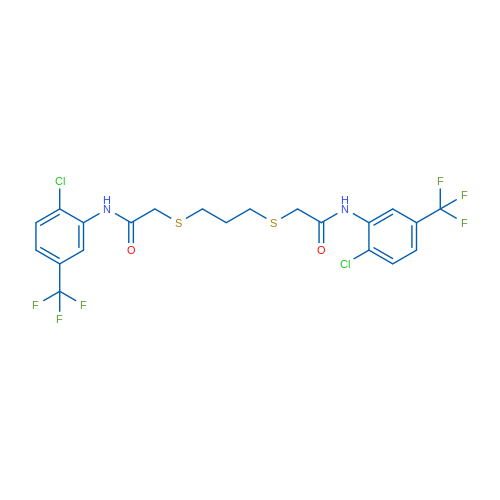 2,2'-(Propane-1,3-diylbis(sulfanediyl))bis(N-(2-chloro-5-(trifluoromethyl)phenyl)acetamide) 1g