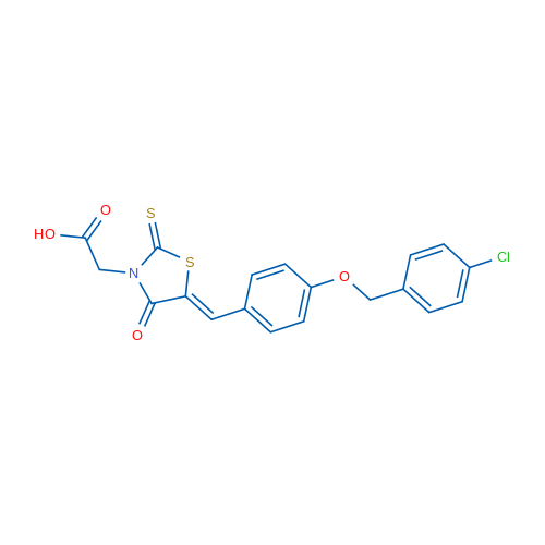 2-(5-(4-((4-Chlorobenzyl)oxy)benzylidene)-4-oxo-2-thioxothiazolidin-3-yl)acetic acid 1g
