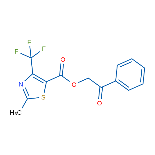 2-Oxo-2-phenylethyl 2-methyl-4-(trifluoromethyl)-1,3-thiazole-5-carboxylate 1g