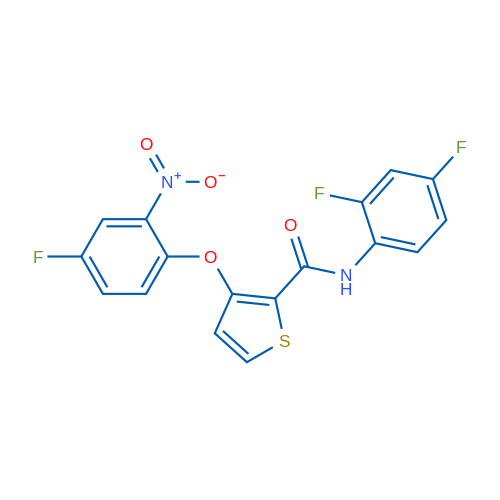 N-(2,4-Difluorophenyl)-3-(4-fluoro-2-nitrophenoxy)thiophene-2-carboxamide 1g