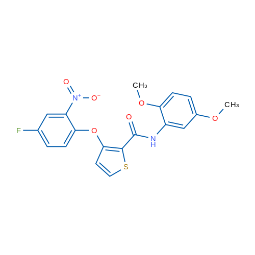N-(2,5-Dimethoxyphenyl)-3-(4-fluoro-2-nitrophenoxy)thiophene-2-carboxamide 1g