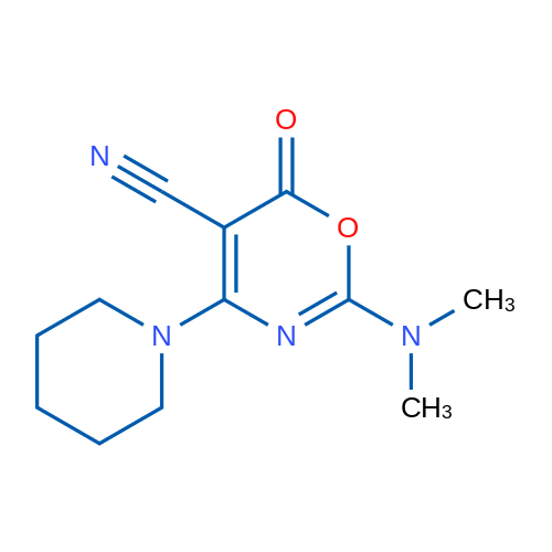 2-(Dimethylamino)-6-oxo-4-(piperidin-1-yl)-6H-1,3-oxazine-5-carbonitrile 1g