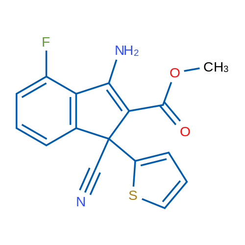 Methyl 3-amino-1-cyano-4-fluoro-1-(thiophen-2-yl)-1H-indene-2-carboxylate 10mg