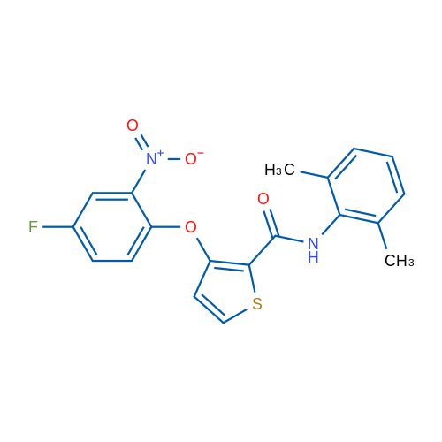N-(2,6-Dimethylphenyl)-3-(4-fluoro-2-nitrophenoxy)thiophene-2-carboxamide 1g