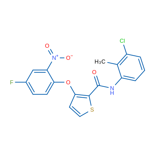 N-(3-Chloro-2-methylphenyl)-3-(4-fluoro-2-nitrophenoxy)thiophene-2-carboxamide 1g