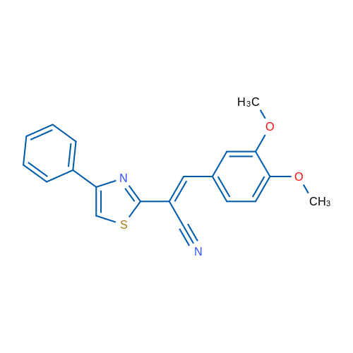 (2E)-3-(3,4-Dimethoxyphenyl)-2-(4-phenyl-1,3-thiazol-2-yl)prop-2-enenitrile 1g