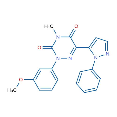 2-(3-Methoxyphenyl)-4-methyl-6-(1-phenyl-1H-pyrazol-5-yl)-2,3,4,5-tetrahydro-1,2,4-triazine-3,5-dione 1g