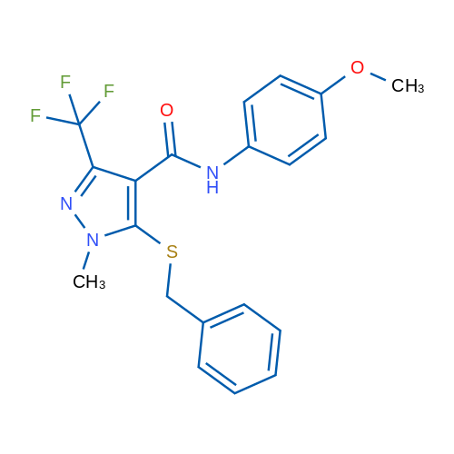 5-(Benzylsulfanyl)-N-(4-methoxyphenyl)-1-methyl-3-(trifluoromethyl)-1H-pyrazole-4-carboxamide 1g
