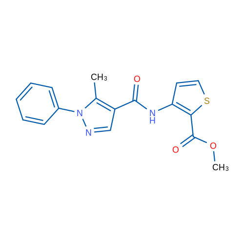 Methyl 3-(5-methyl-1-phenyl-1H-pyrazole-4-amido)thiophene-2-carboxylate 1g