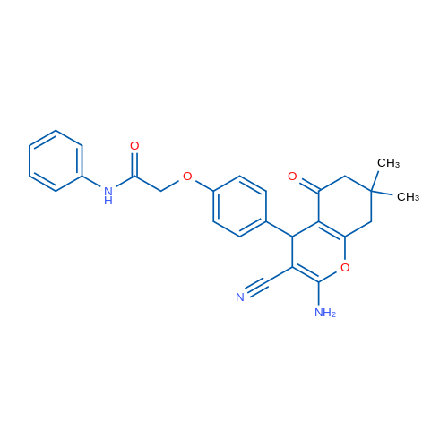2-(4-(2-Amino-3-cyano-7,7-dimethyl-5-oxo-5,6,7,8-tetrahydro-4H-chromen-4-yl)phenoxy)-N-phenylacetamide 1g