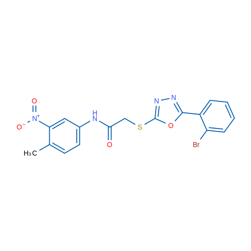 2-((5-(2-Bromophenyl)-1,3,4-oxadiazol-2-yl)thio)-N-(4-methyl-3-nitrophenyl)acetamide 1g