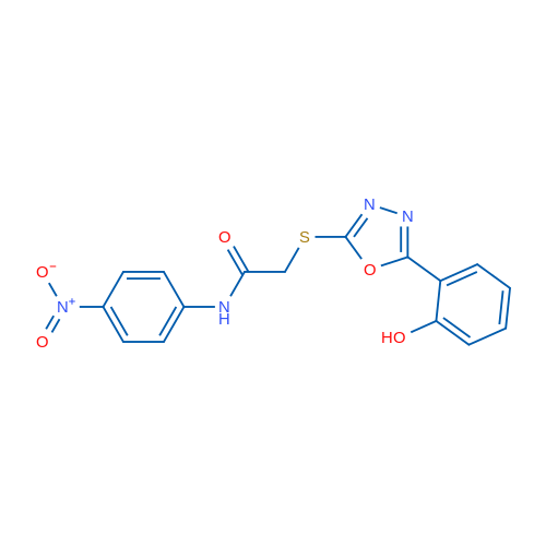 2-((5-(2-Hydroxyphenyl)-1,3,4-oxadiazol-2-yl)thio)-N-(4-nitrophenyl)acetamide 1g