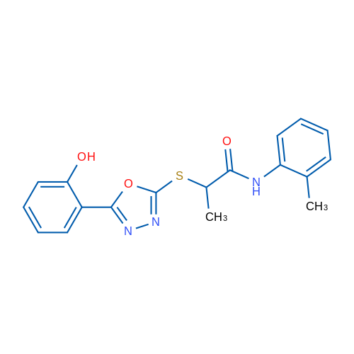 2-((5-(2-Hydroxyphenyl)-1,3,4-oxadiazol-2-yl)thio)-N-(o-tolyl)propanamide 1g